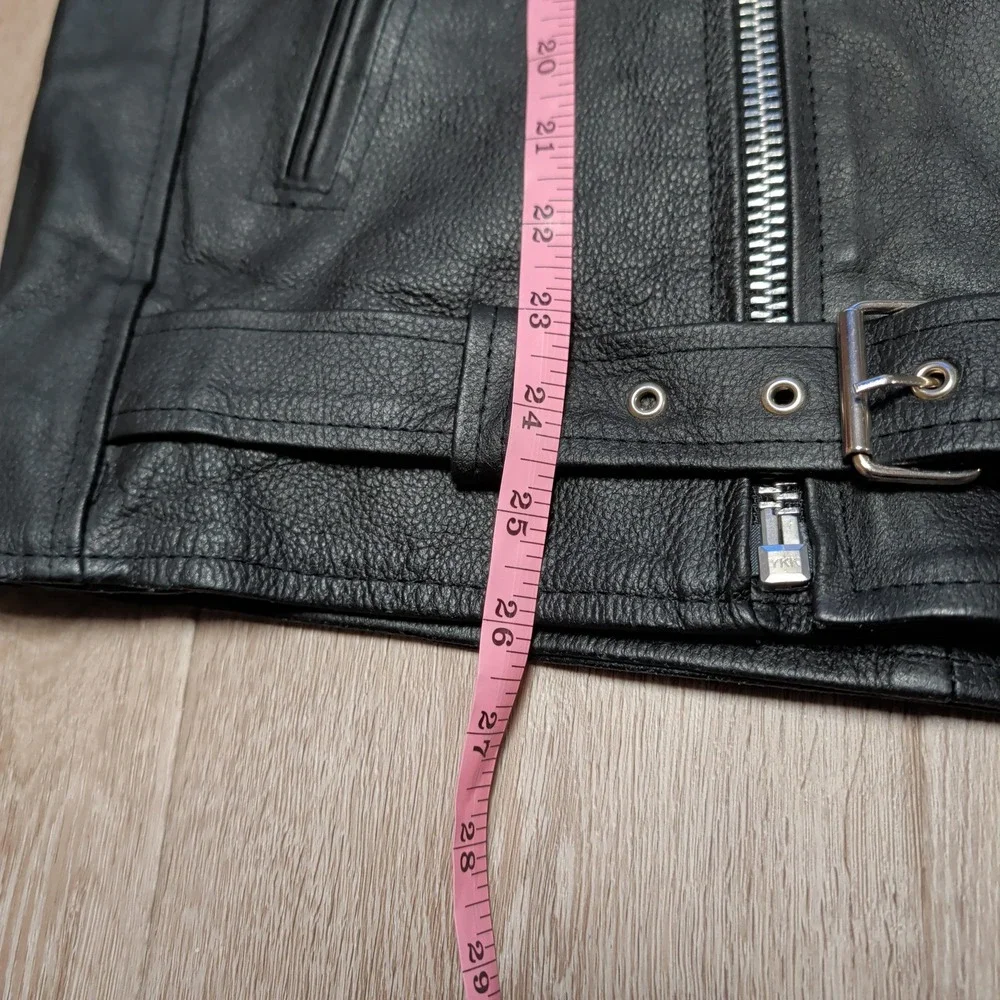 Reclaimed Vintage Studded Leather Biker Jacket Womens L Black Star Crossed Moto - Picture 11 of 11
